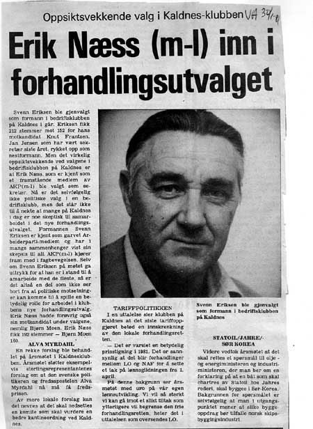Avisklipp: Erik Ness inn i forhandlingsutvalget